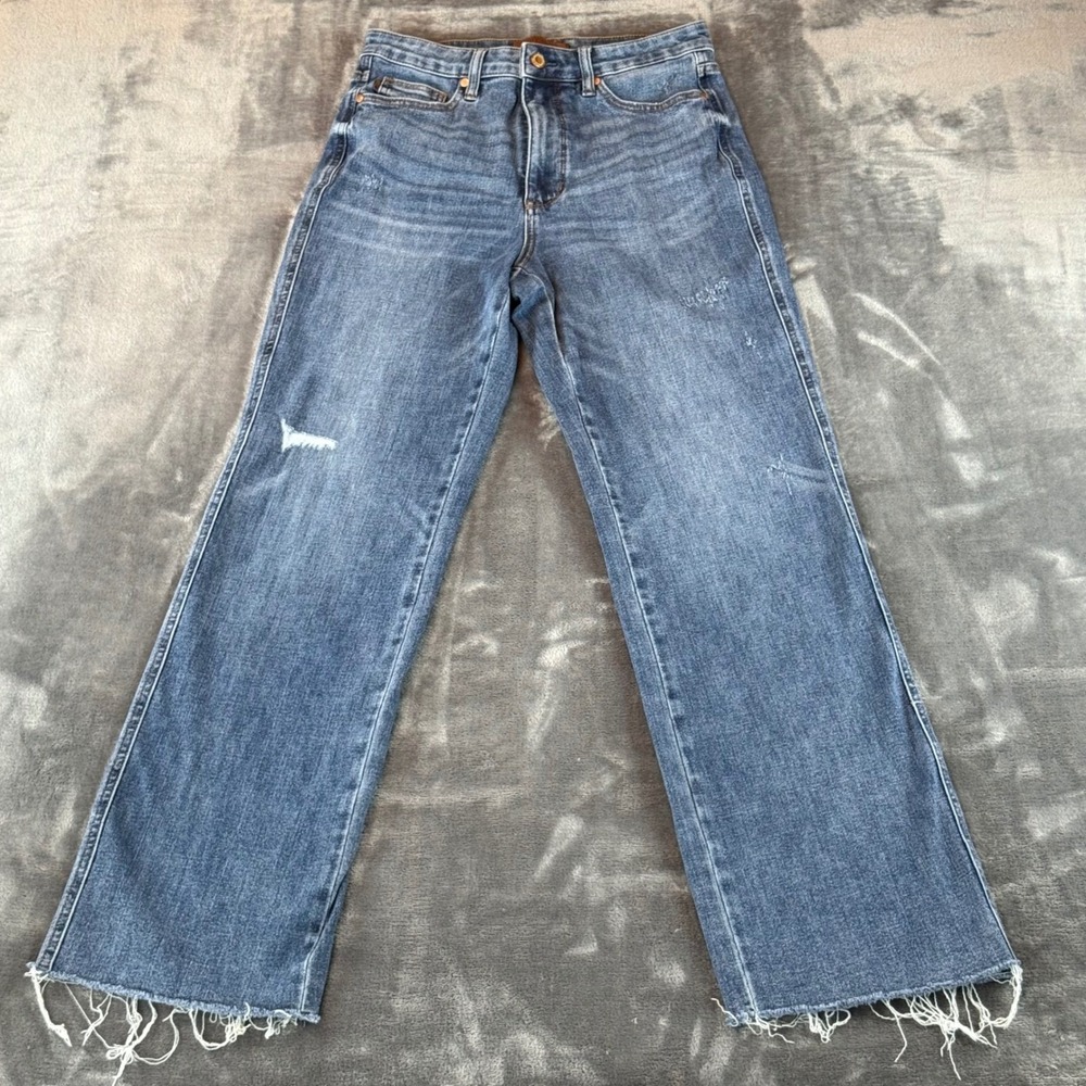 Judy Blue Medium Wash Straight Leg Jeans with Raw Hem